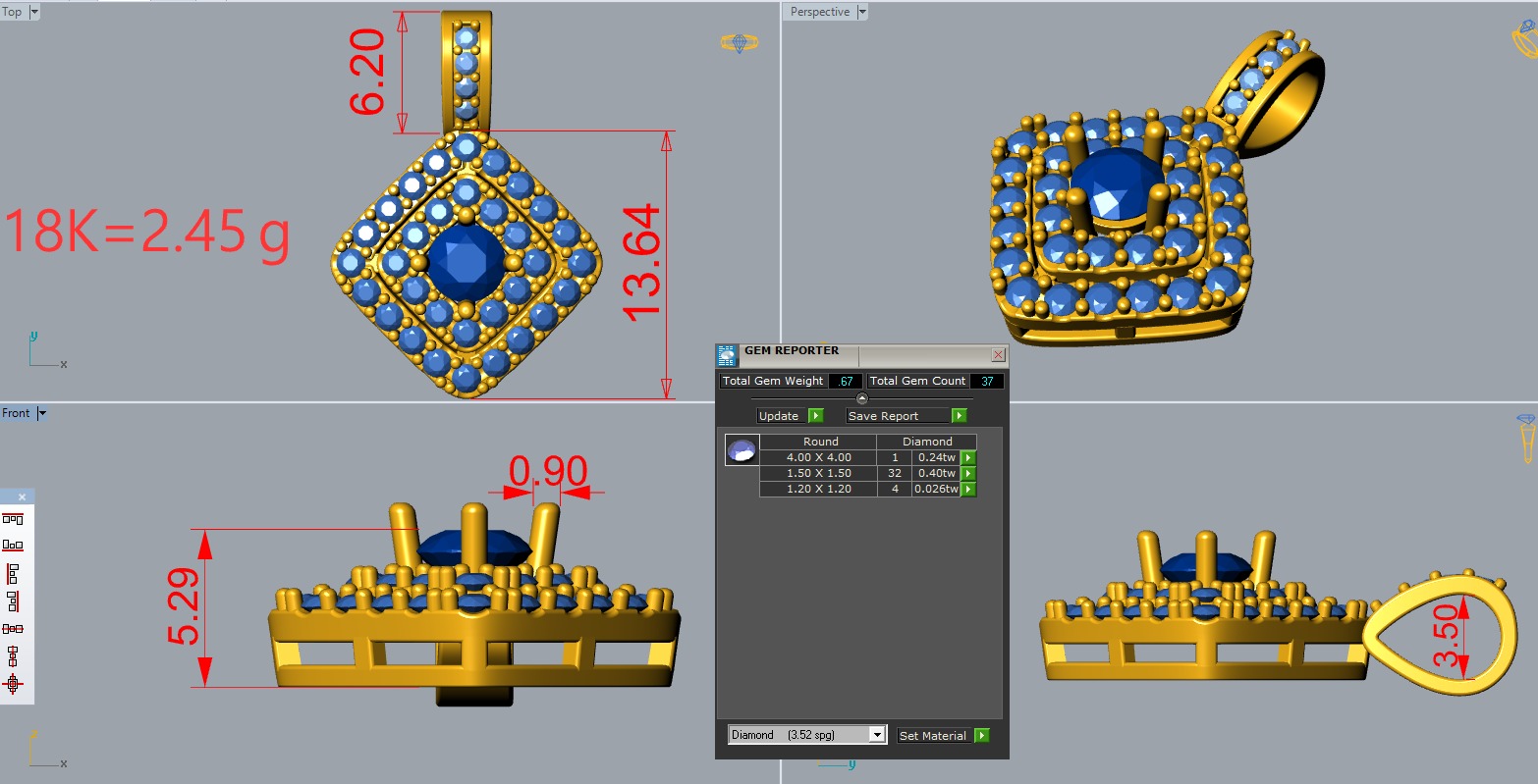 DIAMOND PENDANT 1 3D print model_4