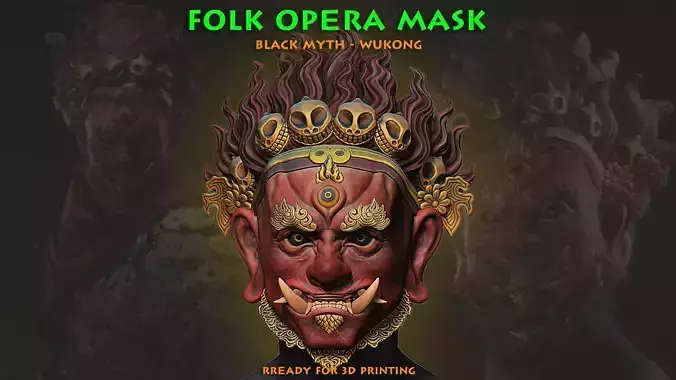 Folk Opera Mask - Black Myth - Wukong Armor Accessories 3D print model
