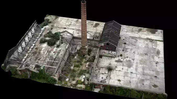 abandoned old factory ruins chimney photogrammetry