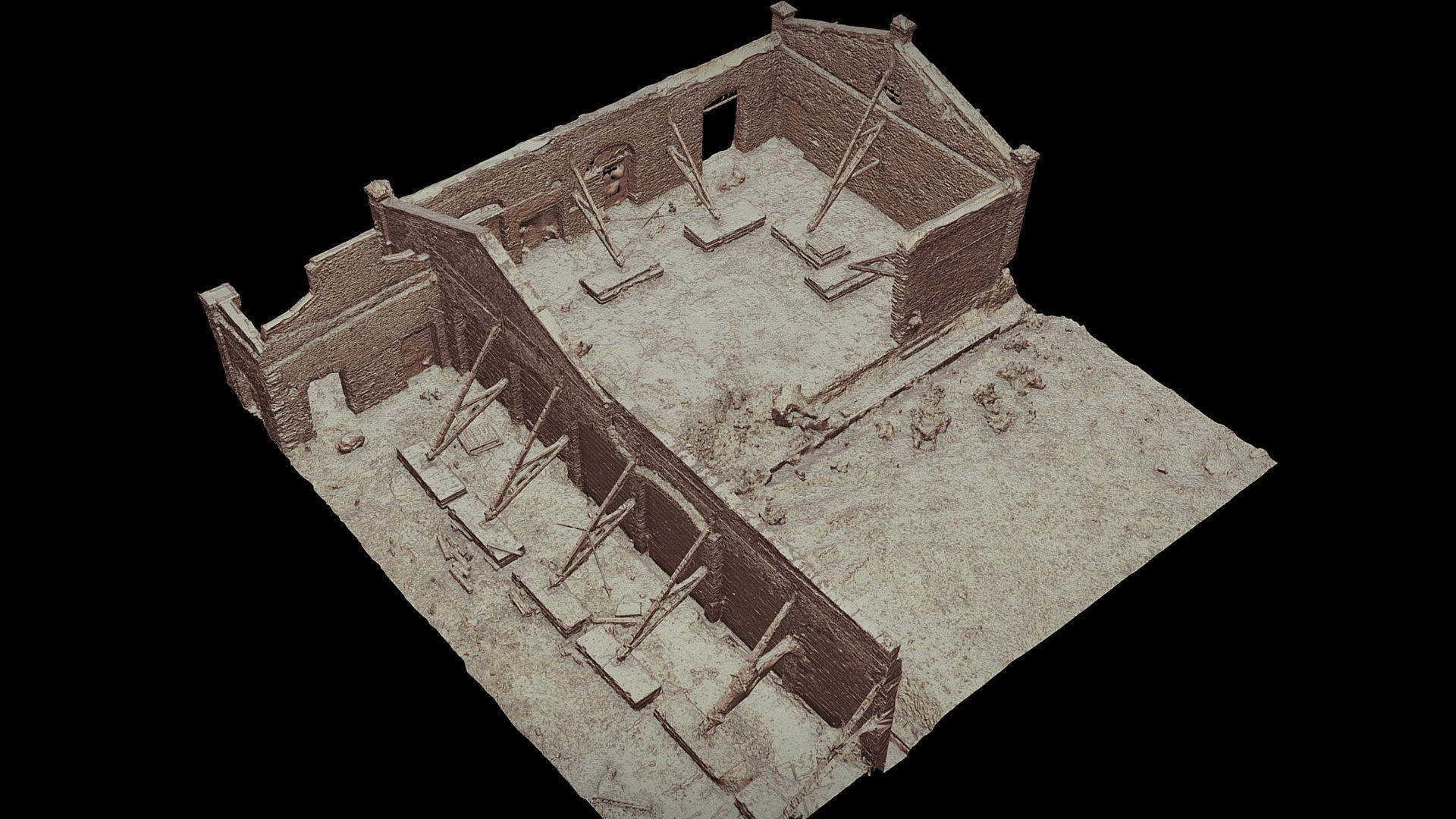 abandoned old factory building walls ruins photogrammetry Low-poly 3D model_4