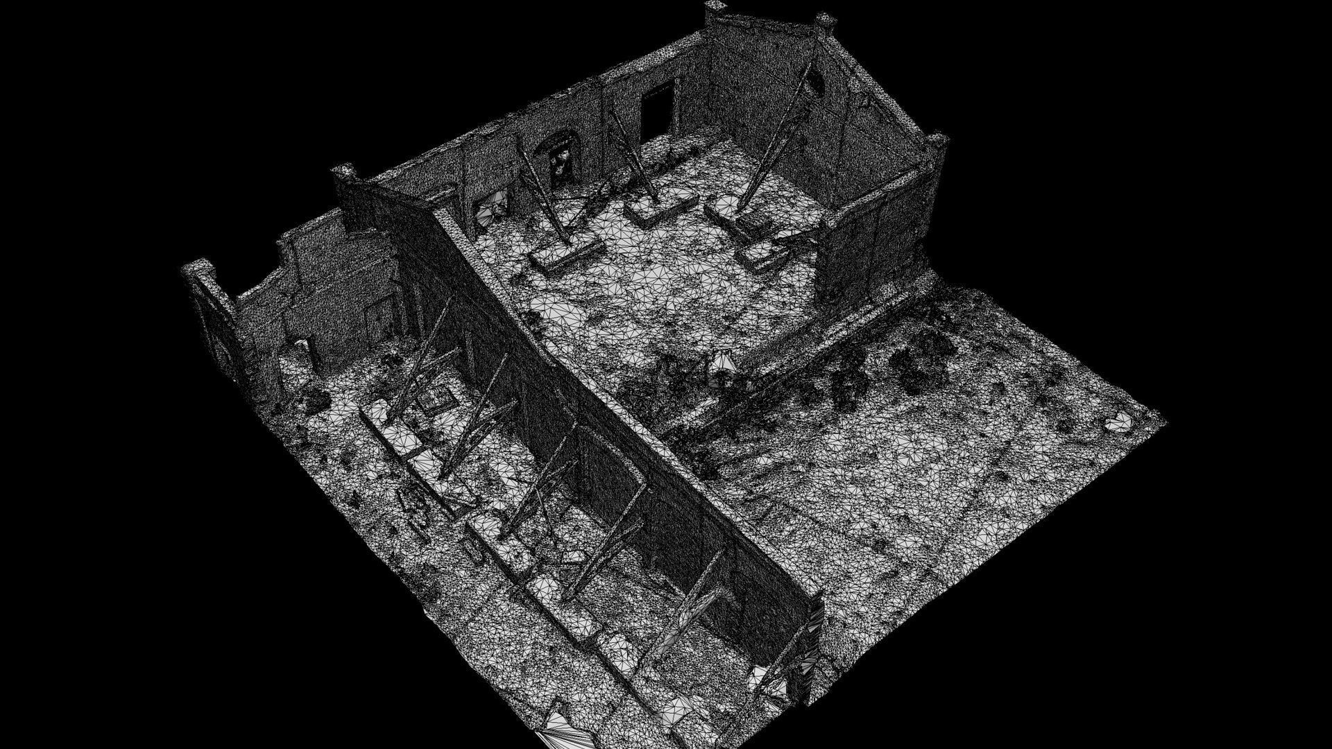 abandoned old factory building walls ruins photogrammetry Low-poly 3D model_5