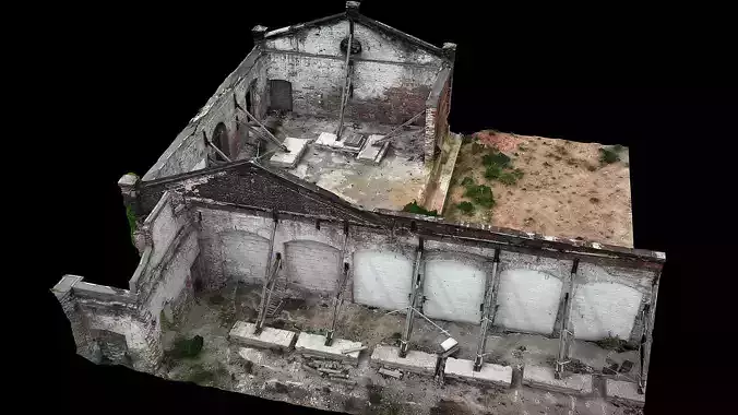 abandoned old factory building walls ruins photogrammetry