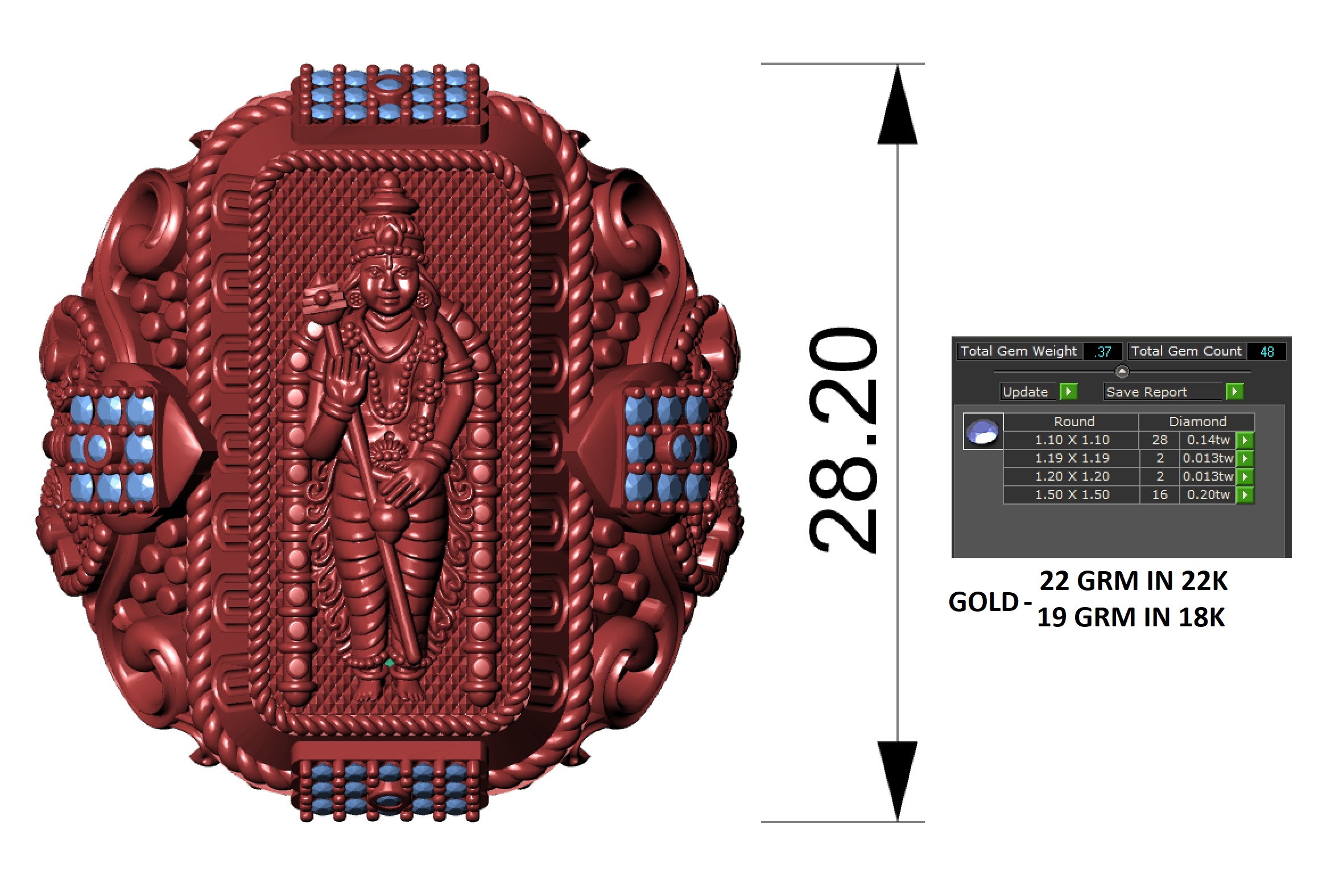 Murugan gents ring  3D print model_2