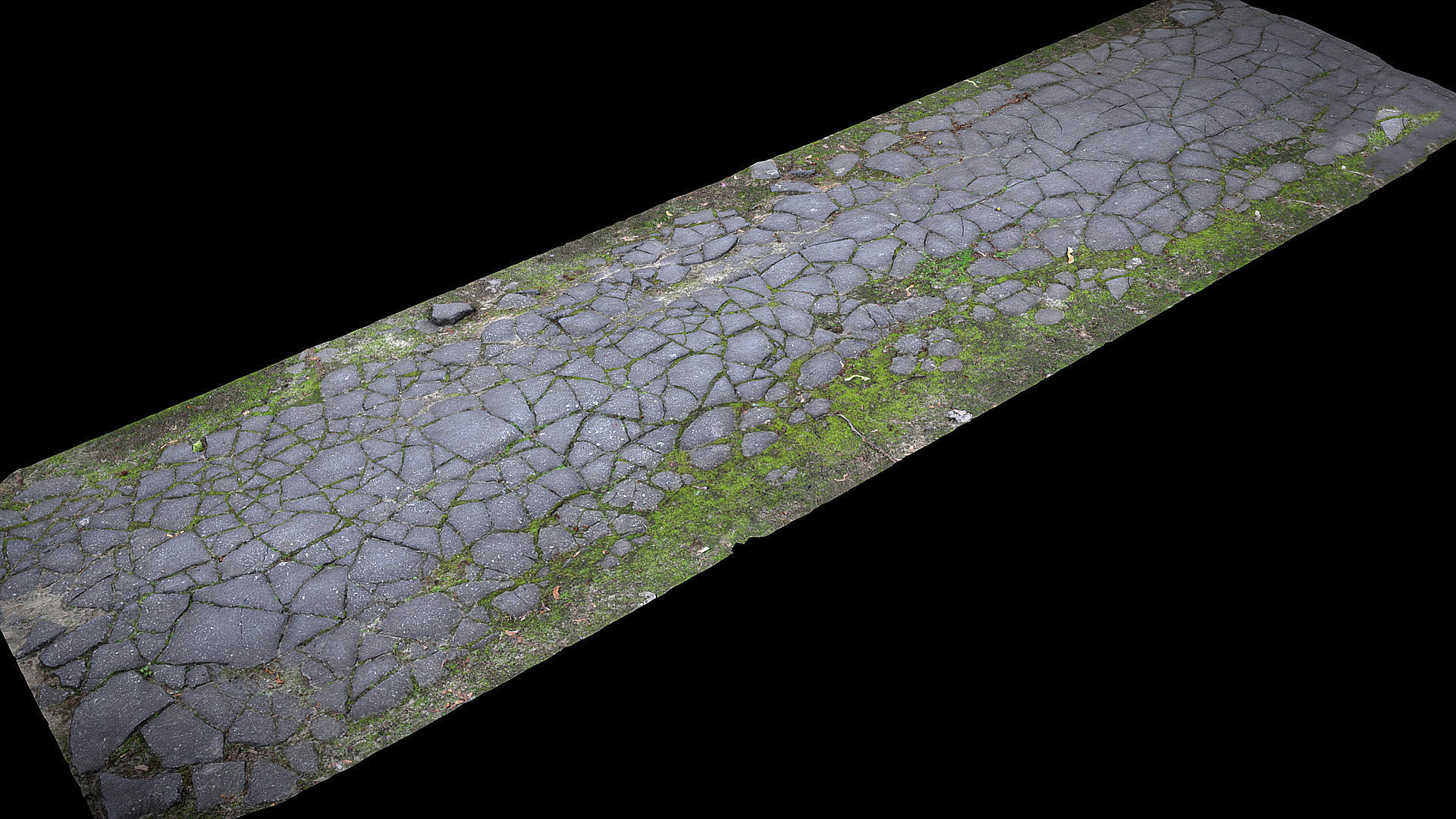 asphalt cracked old mossy road part4 Photogrammetry Low-poly 3D model_1