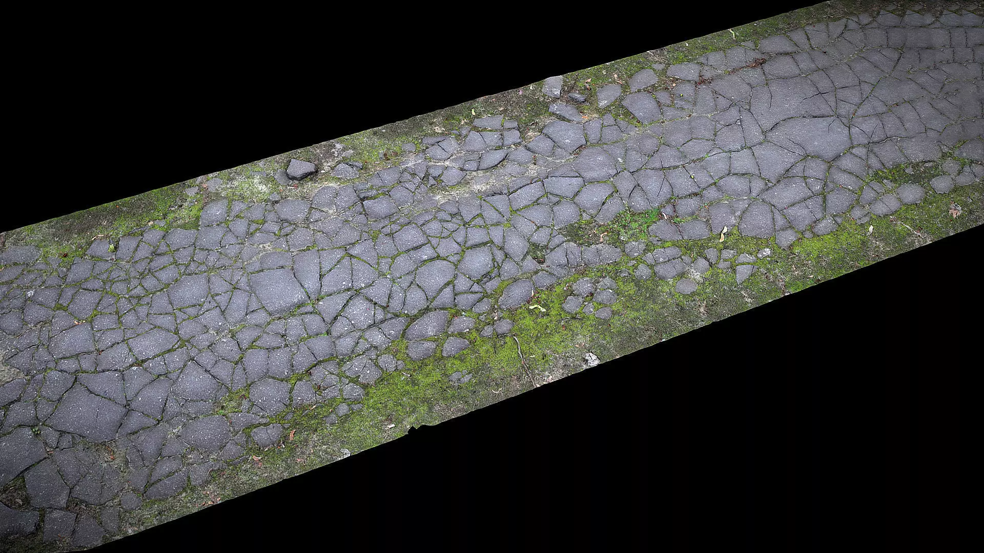 asphalt cracked old mossy road part4 Photogrammetry Low-poly 3D model_0