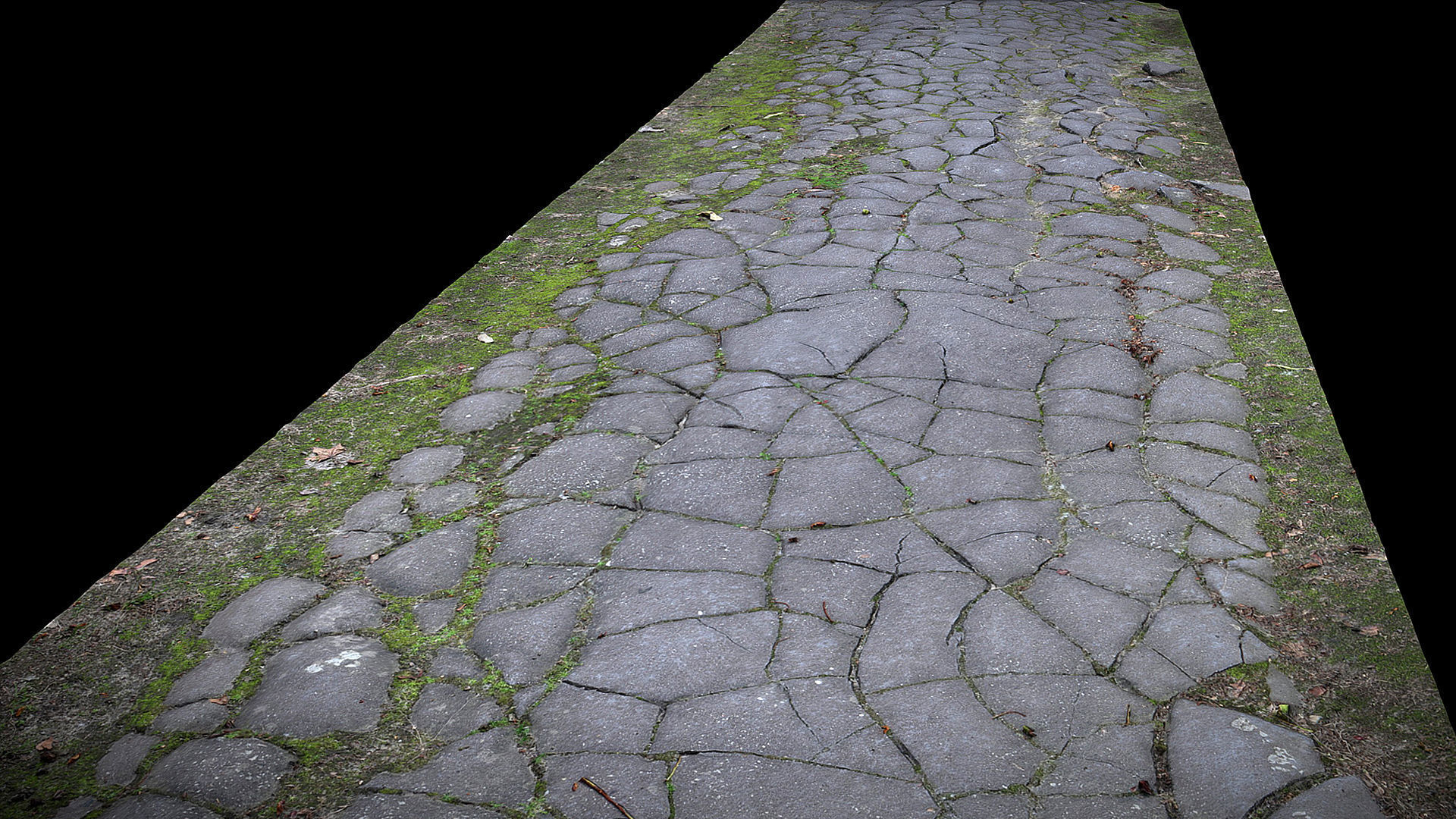 asphalt cracked old mossy road part4 Photogrammetry Low-poly 3D model_3