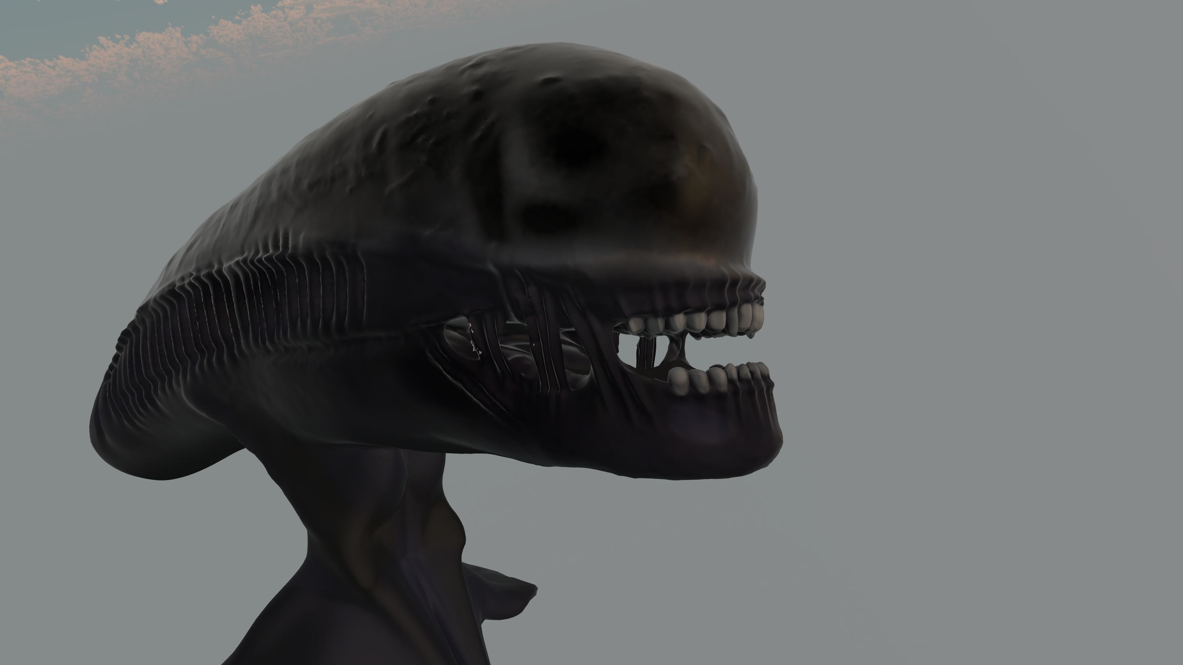 xenomorph head sculpt 3D model_2