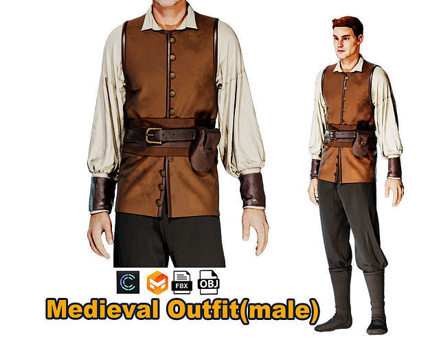 Medieval man outfit 3D model
