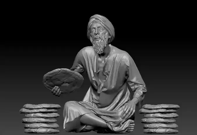A Middle Eastern-style bread seller printable 3D print model