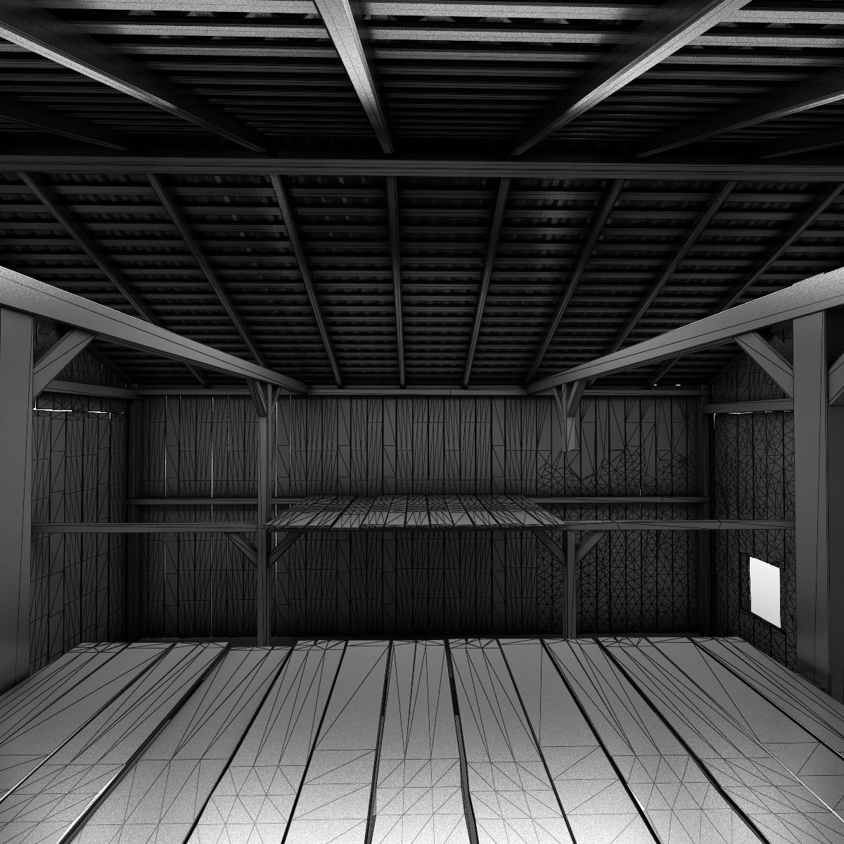 Barn model old with rusty roof Low-poly 3D model_15