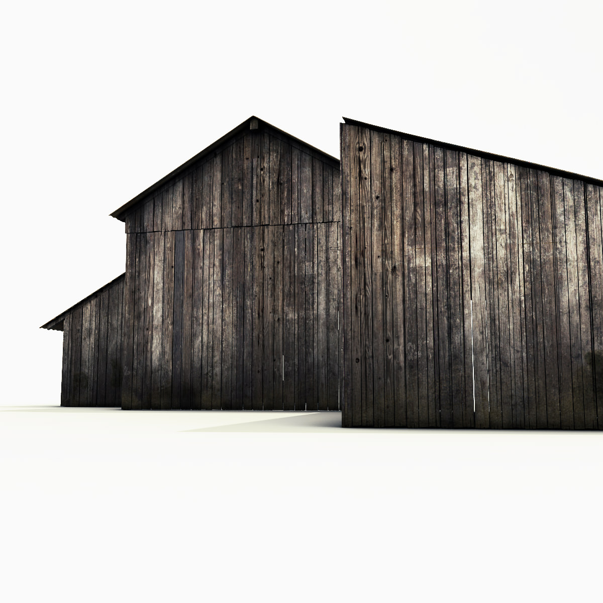 Barn model old with rusty roof Low-poly 3D model_4