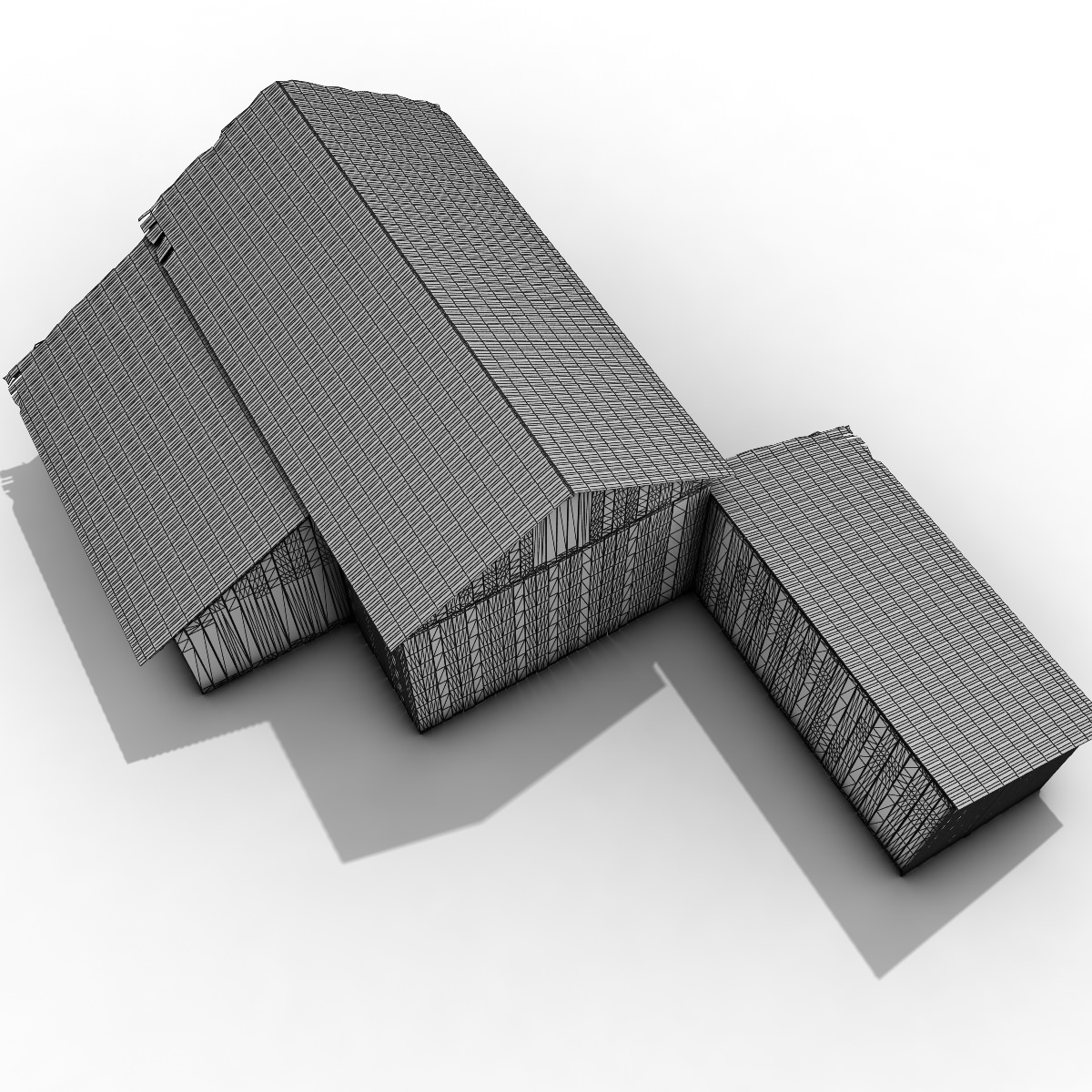 Barn model old with rusty roof Low-poly 3D model_10