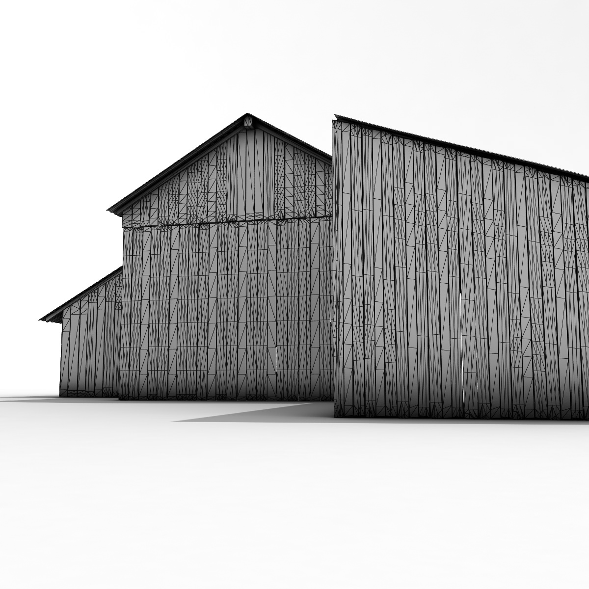Barn model old with rusty roof Low-poly 3D model_12