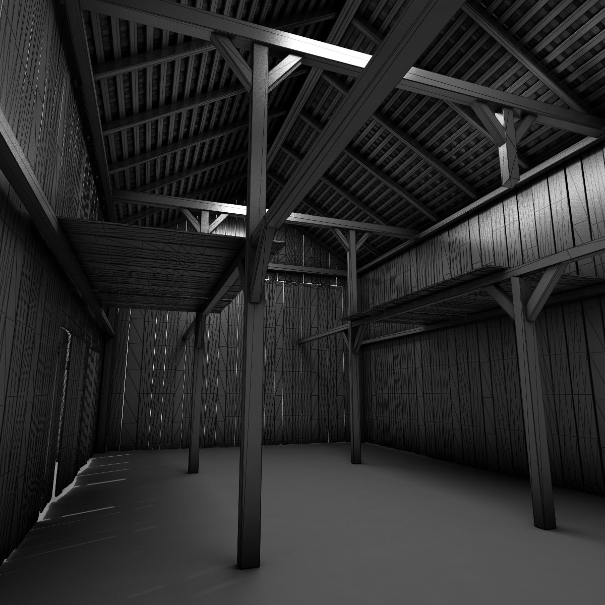 Barn model old with rusty roof Low-poly 3D model_14