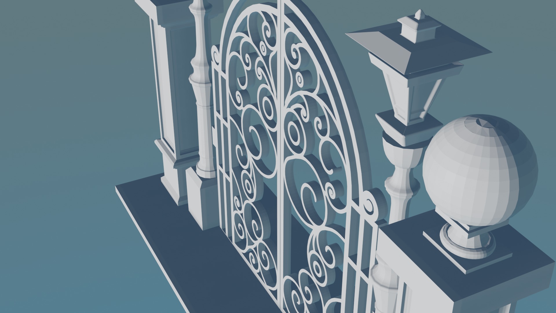 Gateway Exterior Mansion Gate 3D print model_3