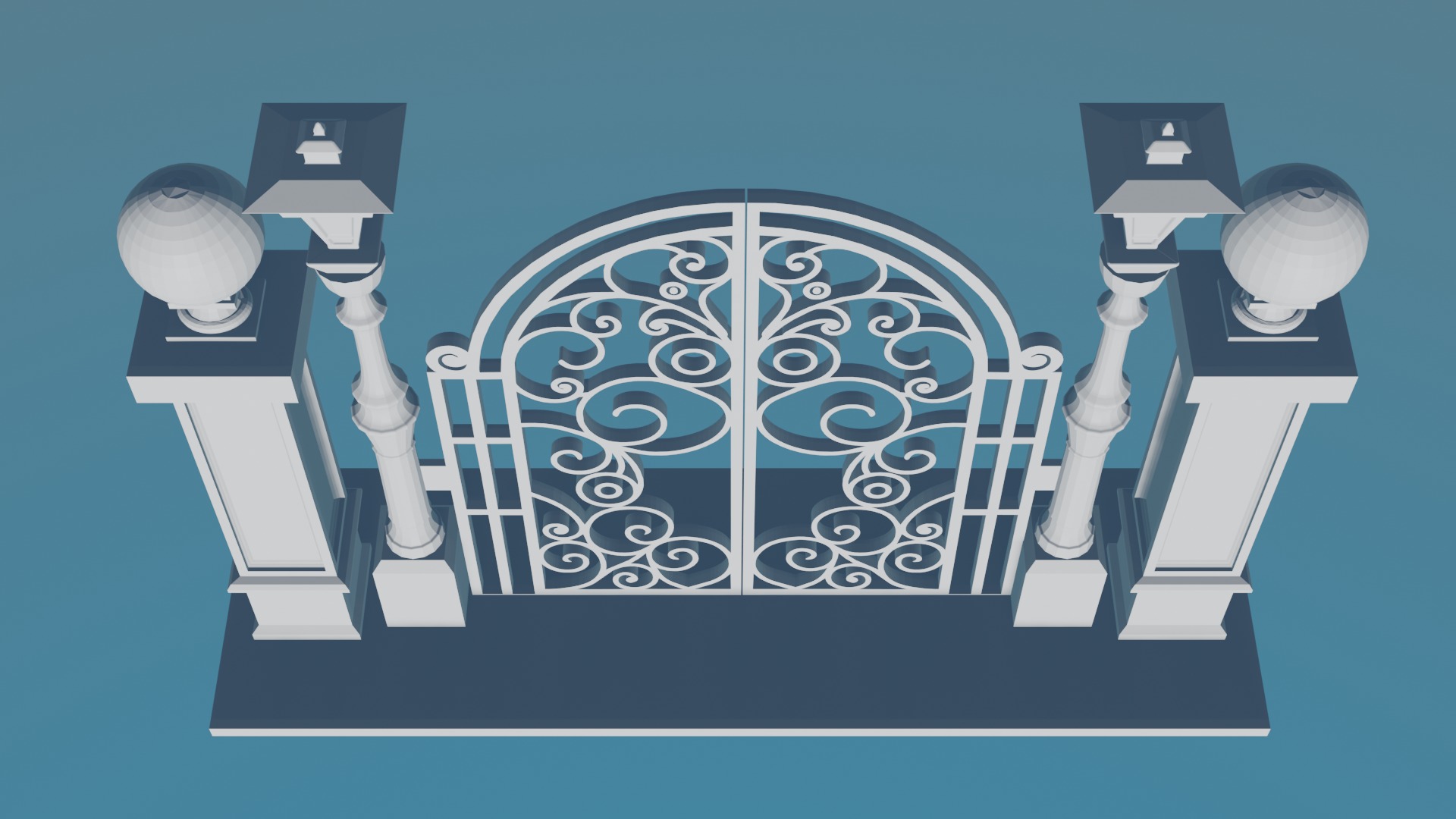 Gateway Exterior Mansion Gate 3D print model_1
