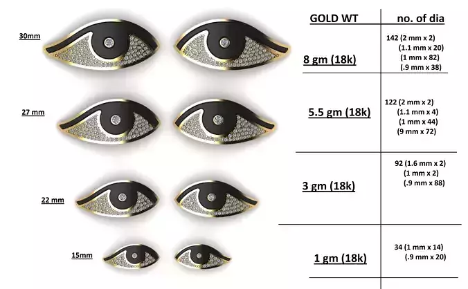 GOD GOLD EYES WITH DIAMONDS 3D print model