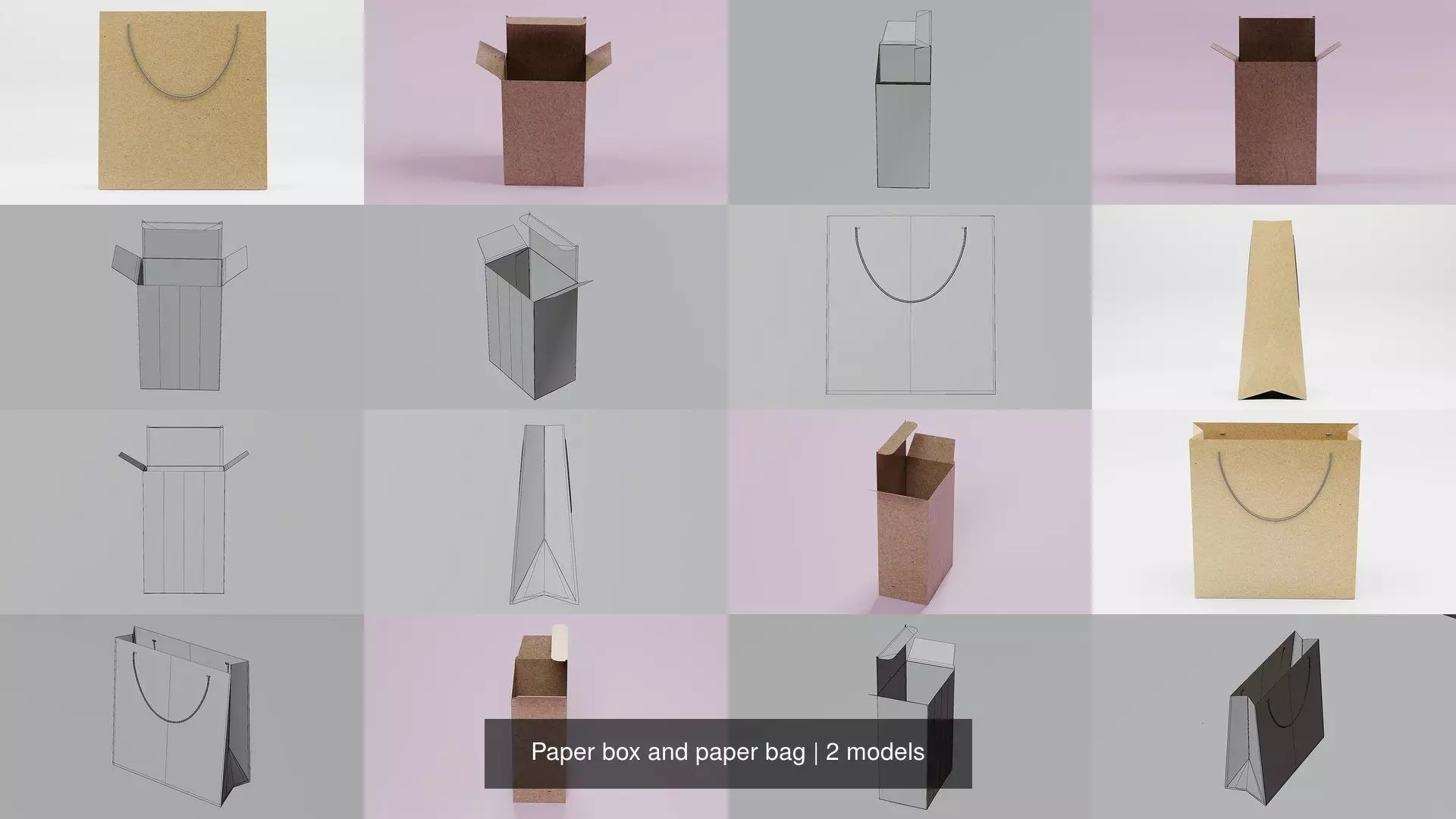 Paper box and paper bag 3D Model Collection_0