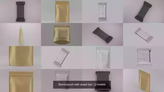 Stand pouch with snack bar 3D Model Collection