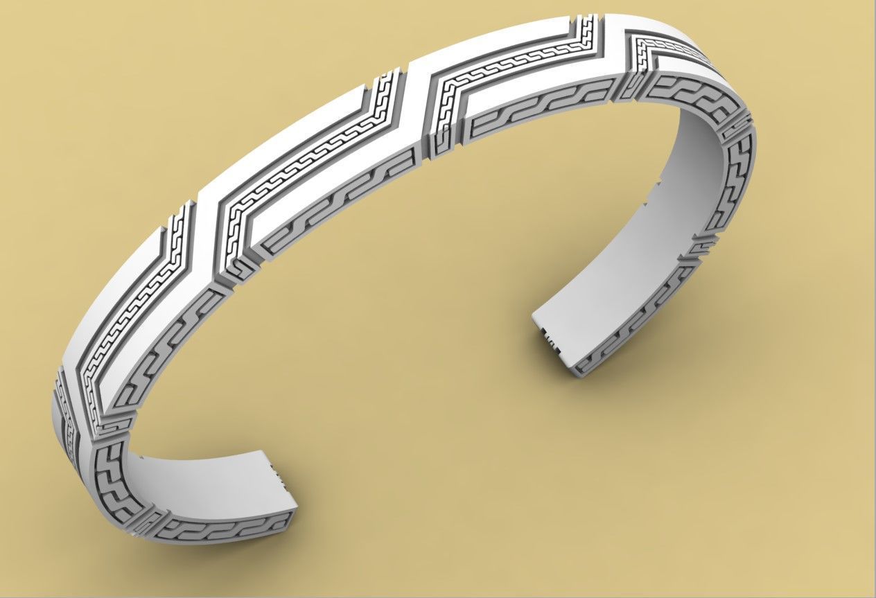 David Yurman Carved Chain Cuff 3D print model_3