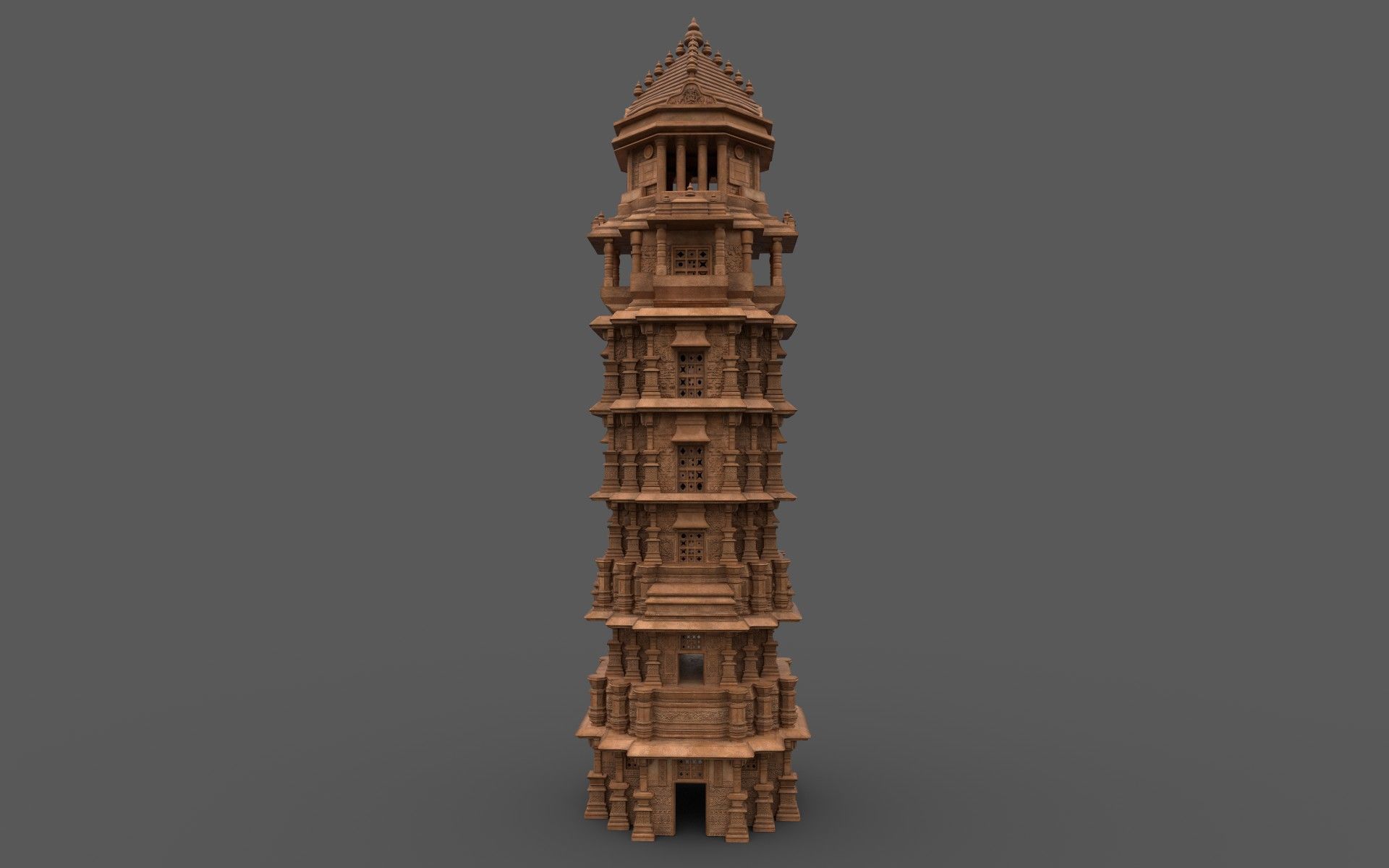 Vijaya Stambha - Game and Movie Ready Low-poly model Low-poly 3D model_1