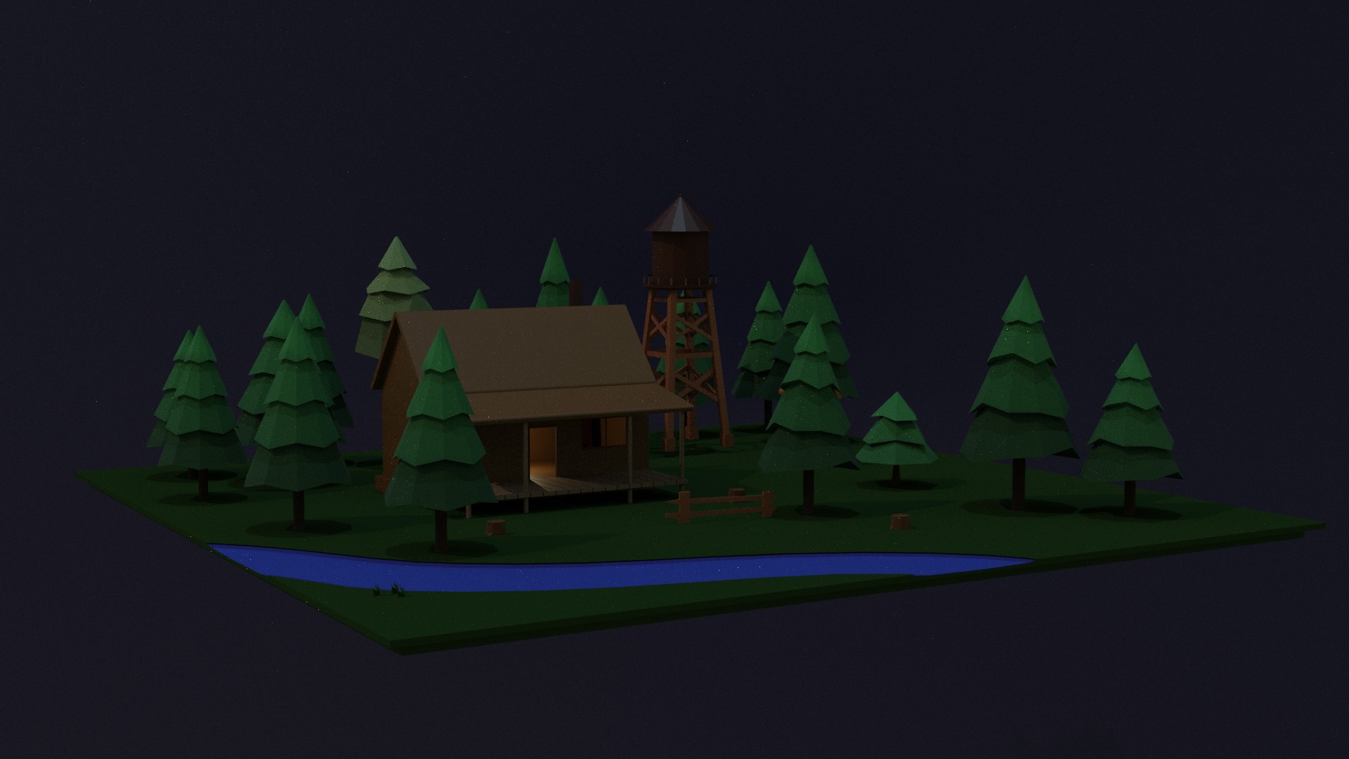 Low Poly Forest House Scene Low-poly 3D model_3