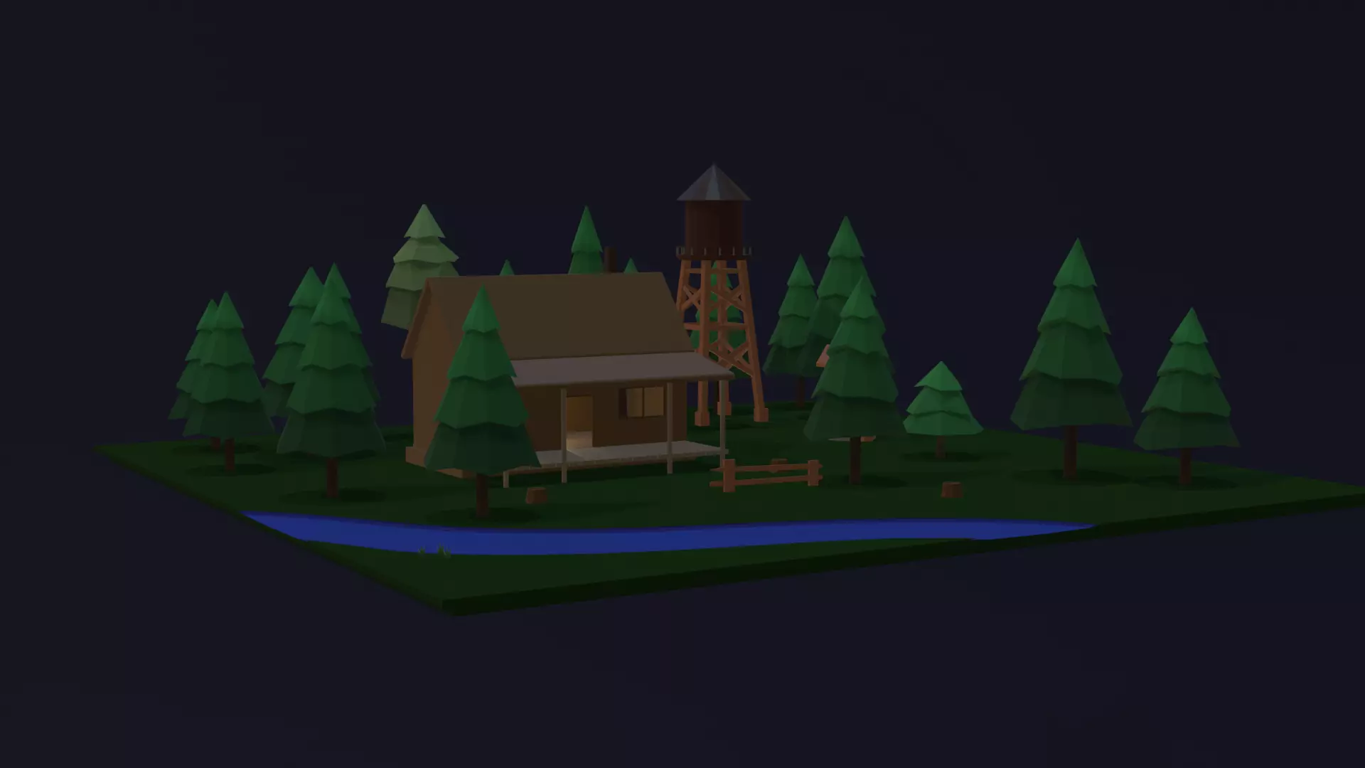 Low Poly Forest House Scene Low-poly 3D model_0