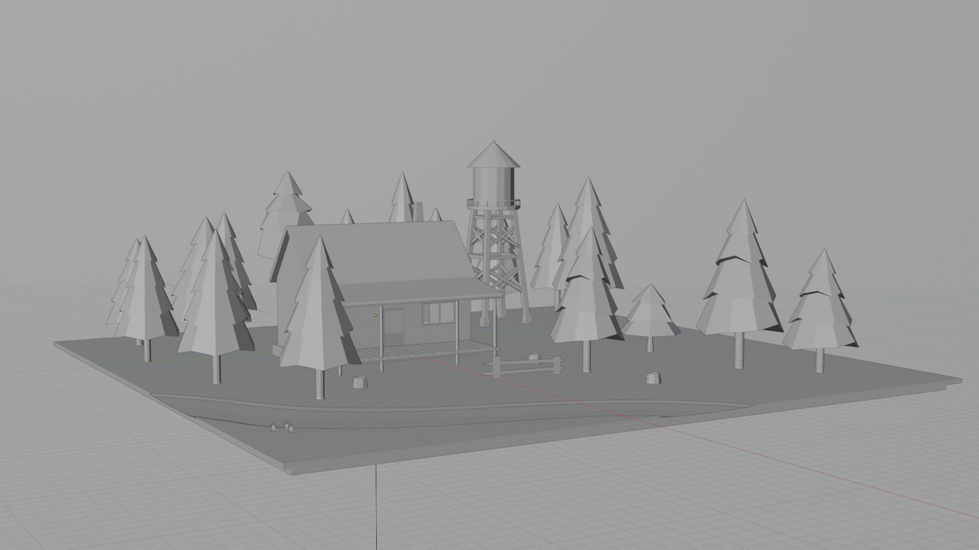 Low Poly Forest House Scene Low-poly 3D model_5