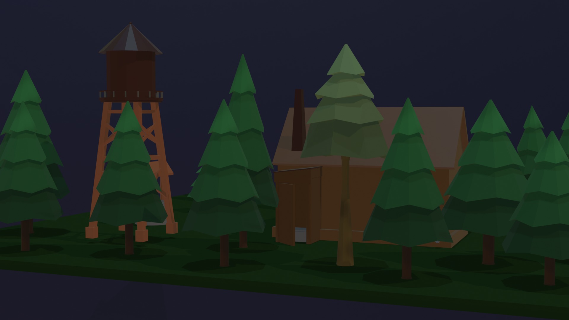 Low Poly Forest House Scene Low-poly 3D model_4