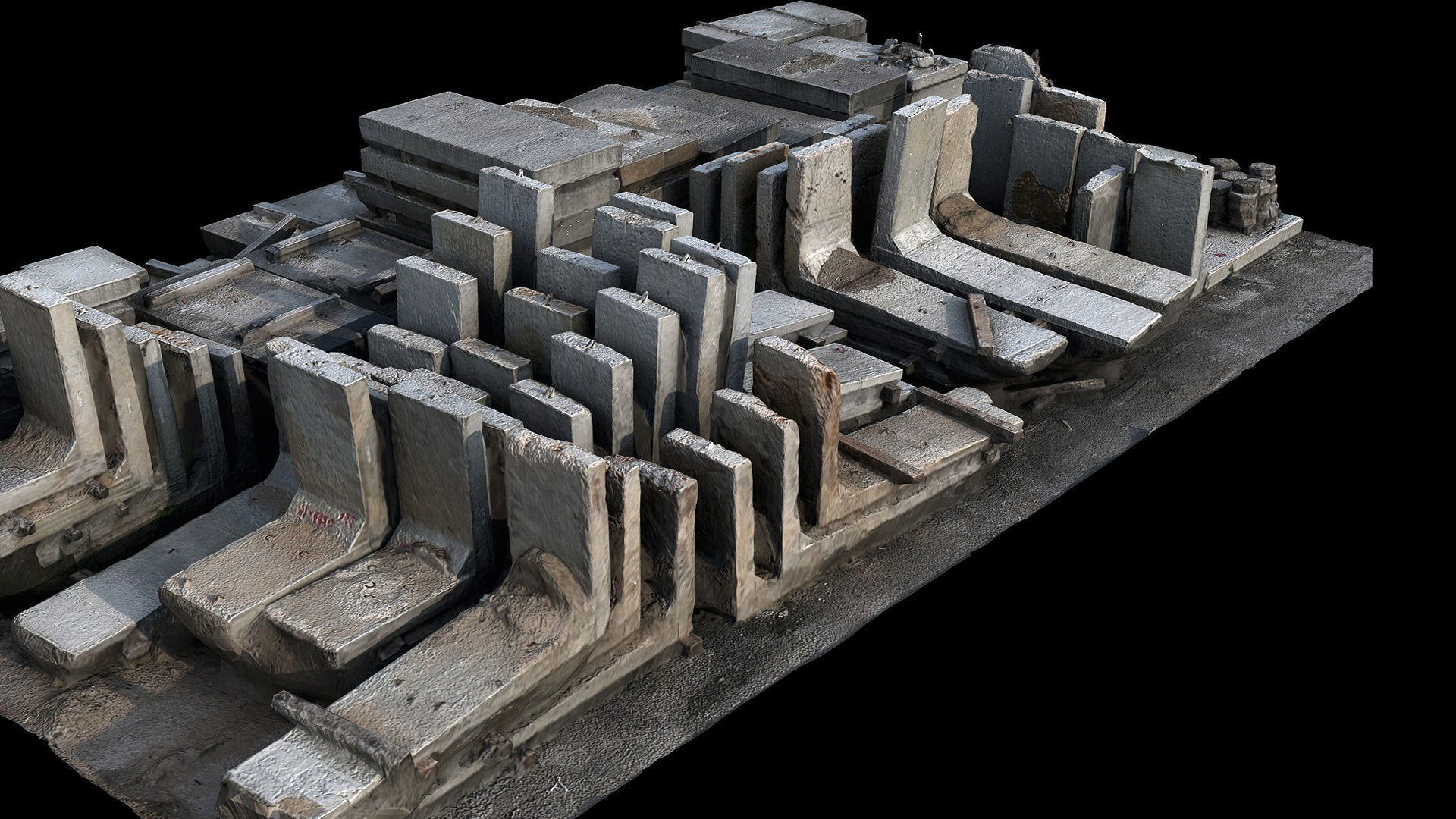 concrete large blocks construction-site photogrammetry Low-poly 3D model_3