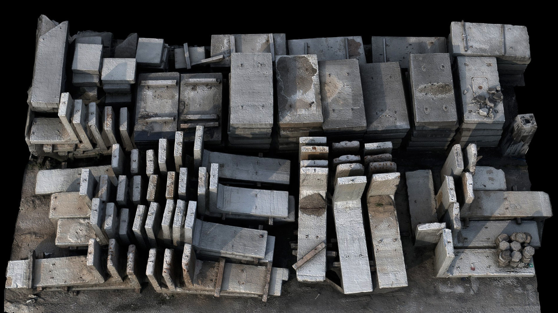 concrete large blocks construction-site photogrammetry Low-poly 3D model_5