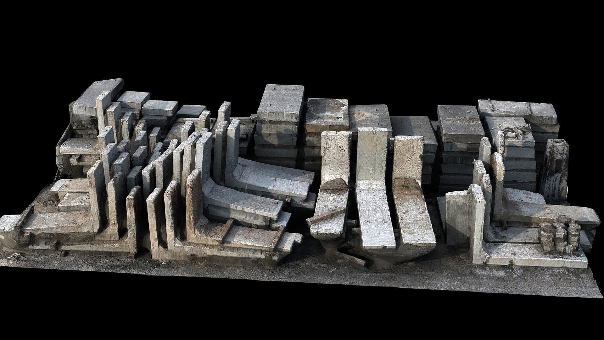 concrete large blocks construction-site photogrammetry Low-poly 3D model_4