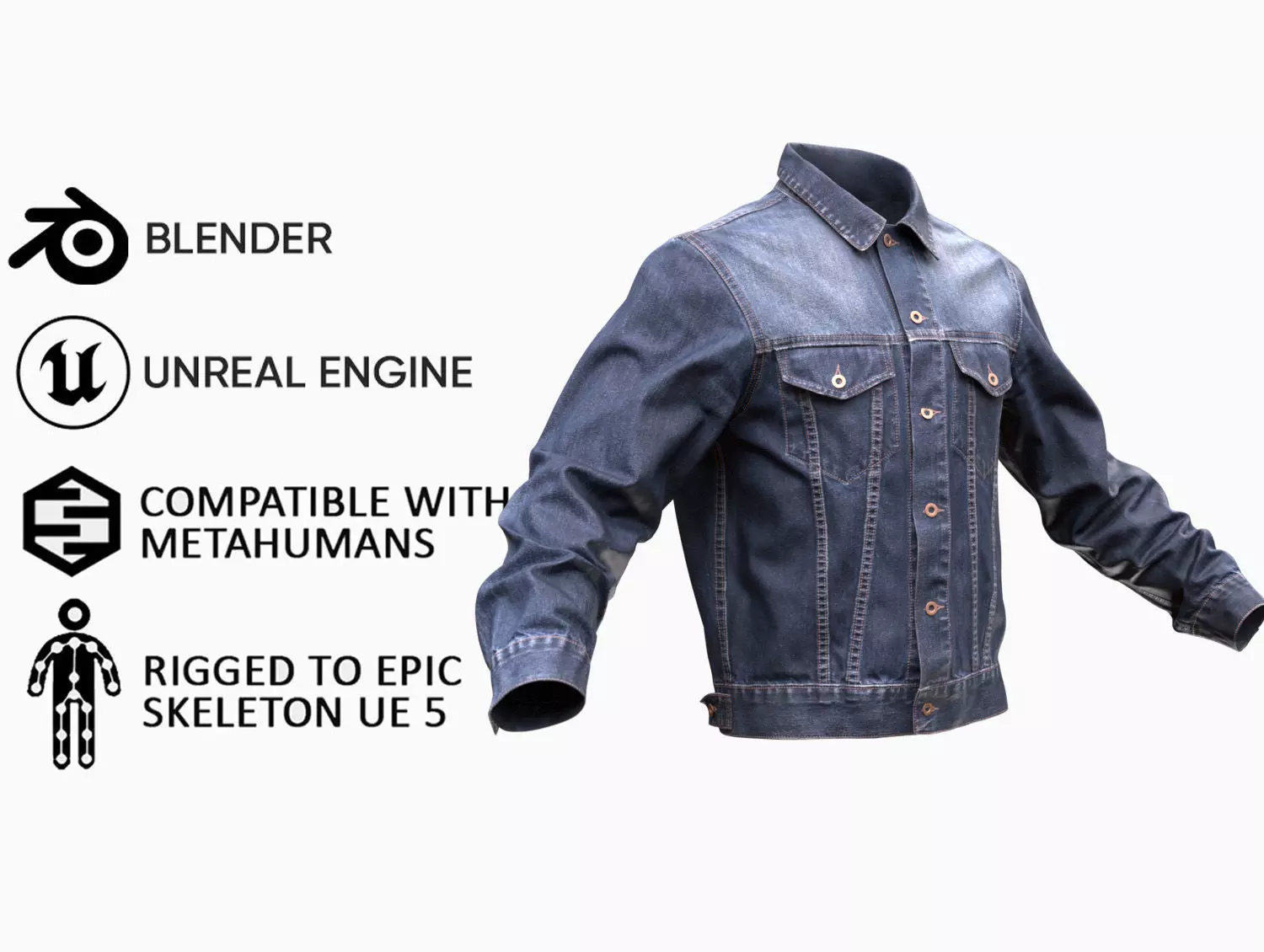 Jacket 55 - All MH Bodies and UE5 Skeletons - Rigged Low-poly 3D model_0
