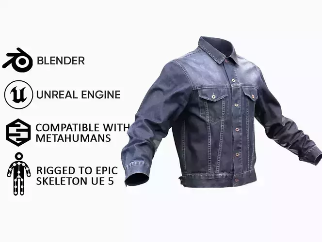 Jacket 55 - All MH Bodies and UE5 Skeletons - Rigged Low-poly 3D model