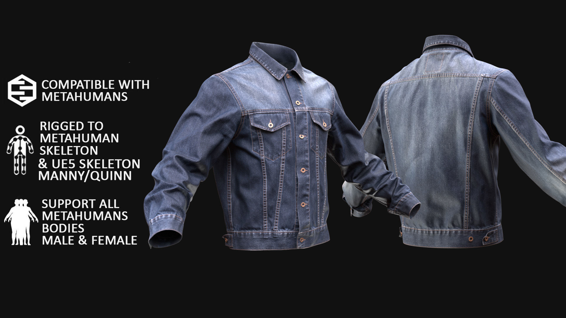 Jacket 55 - All MH Bodies and UE5 Skeletons - Rigged Low-poly 3D model_3