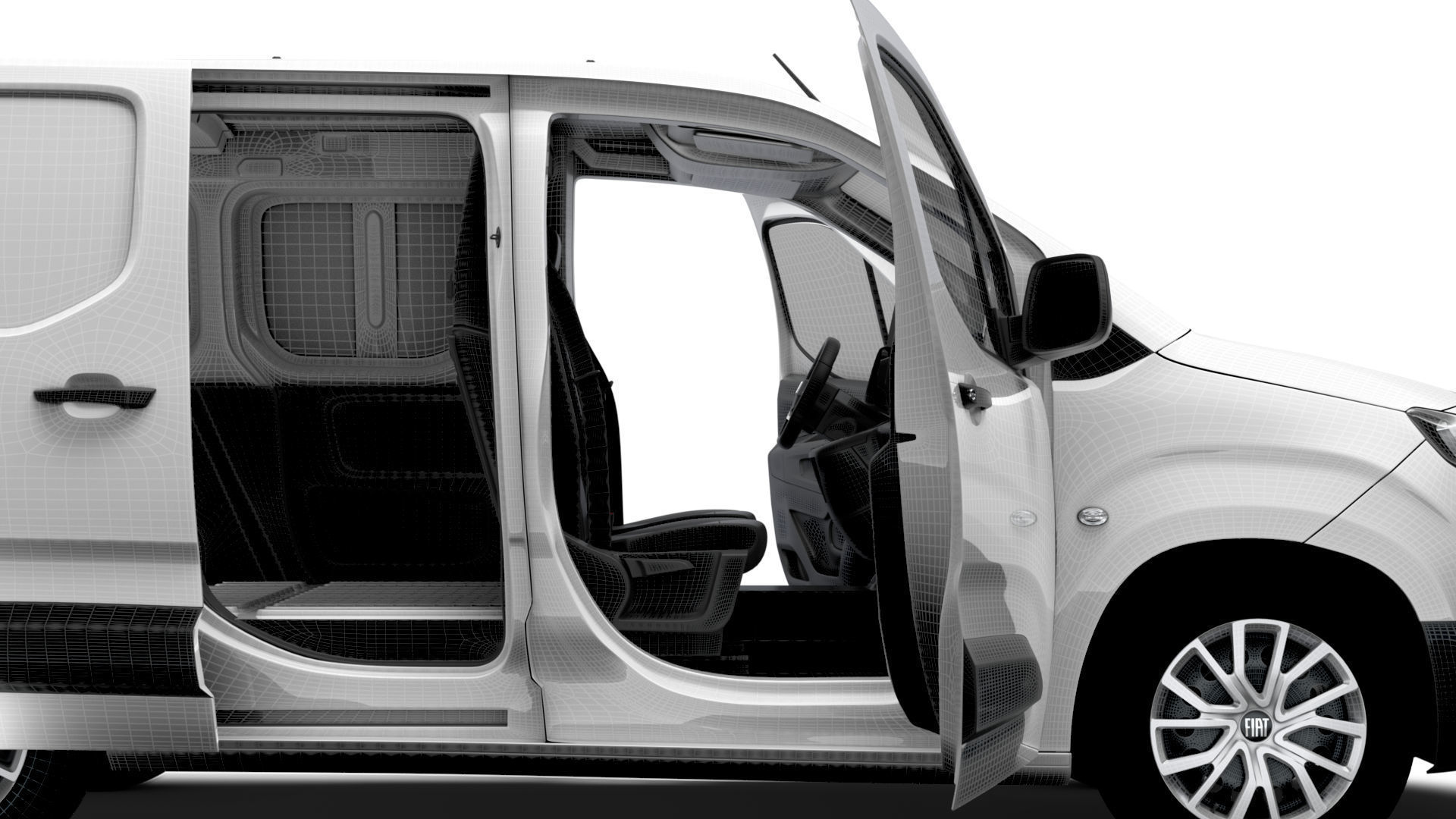 Fiat E Doblo SWB Van Tailgate HQ Interior 2024 3D model_16