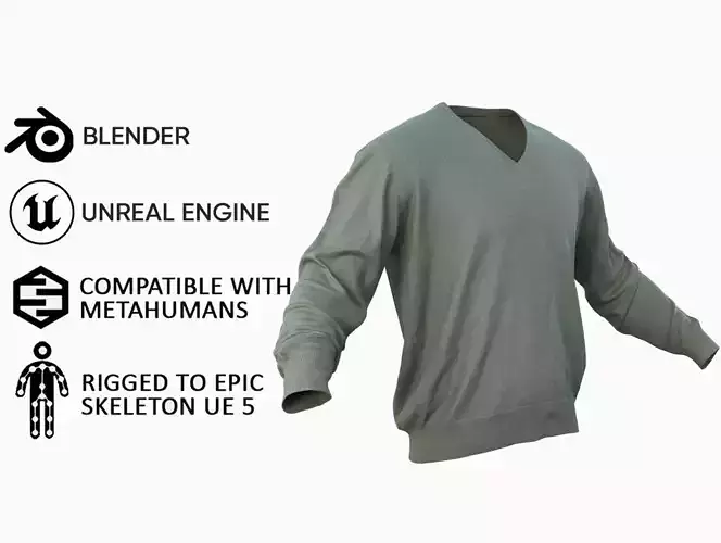 Sweater 54 - All MH Bodies and UE5 Skeletons - Rigged