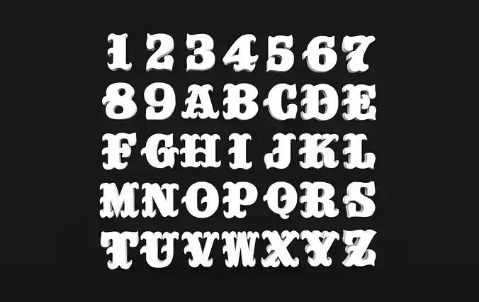 cool alphabet font 3D model