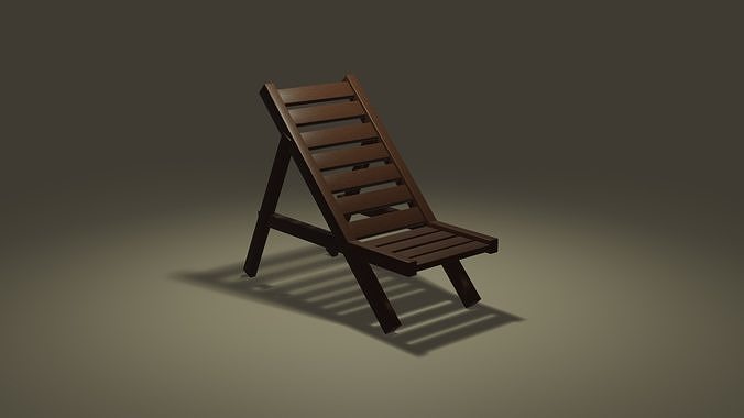 Wooden Lounge Chair Low-poly 3D model