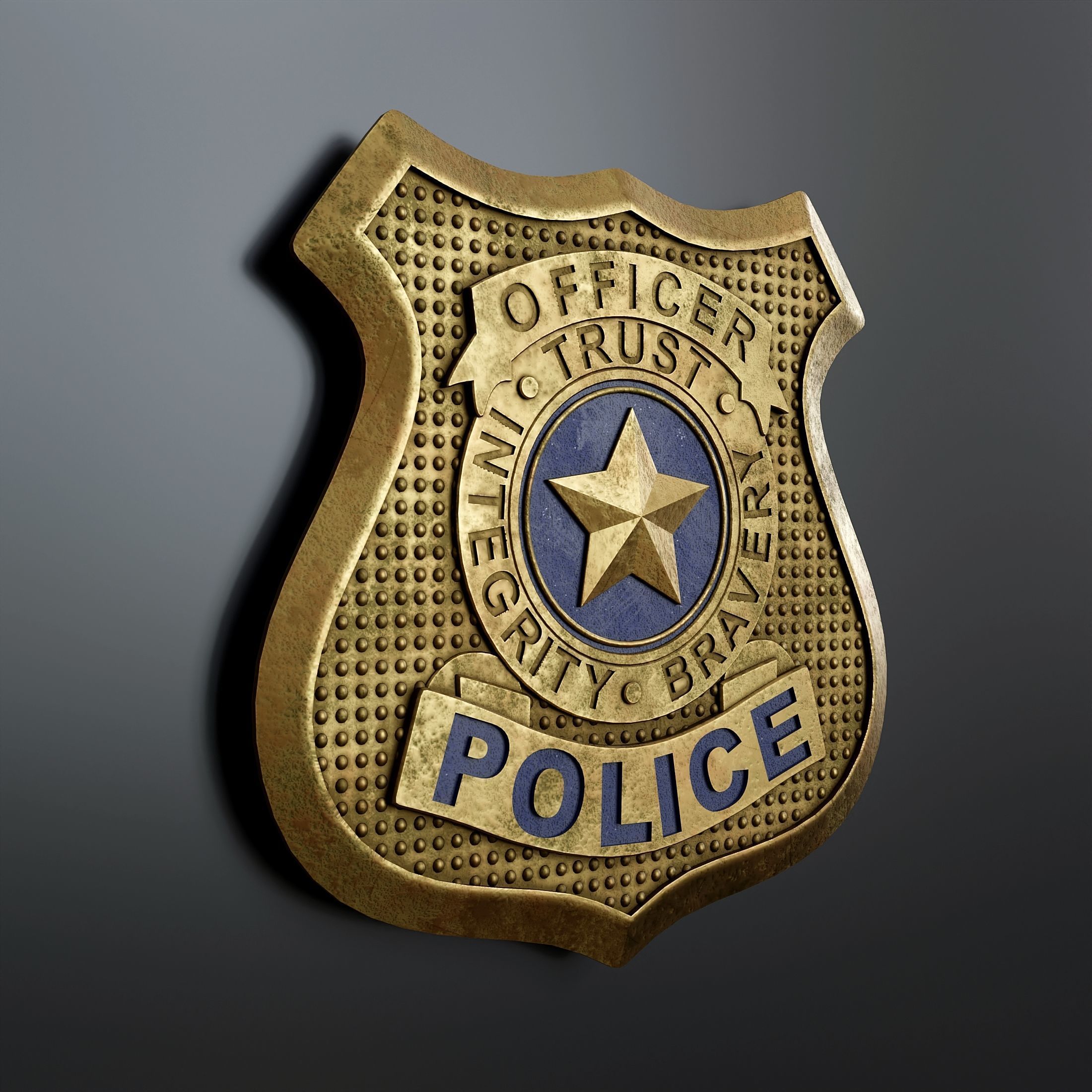 Police officer badge 4 3D model_1
