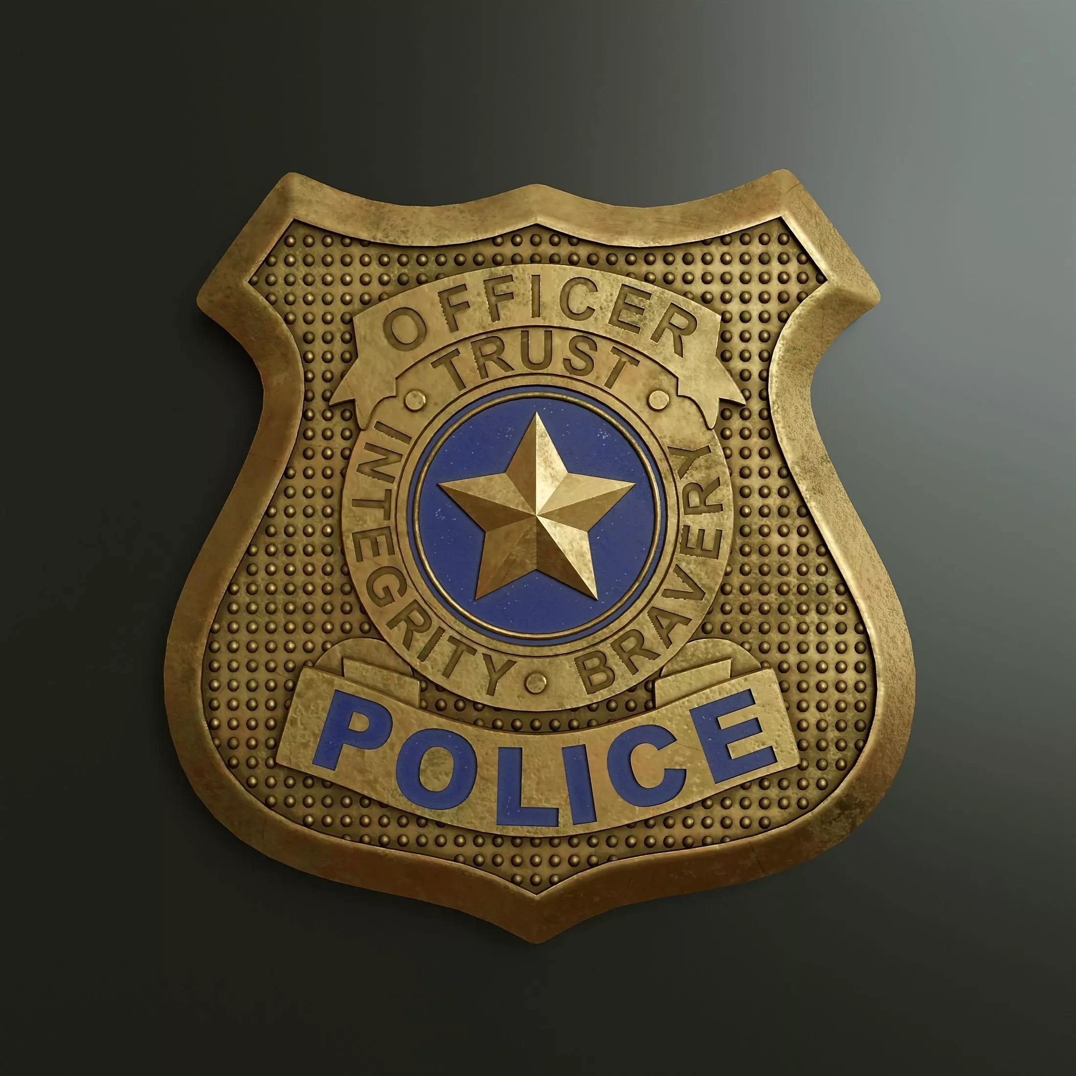 Police officer badge 4 3D model_0