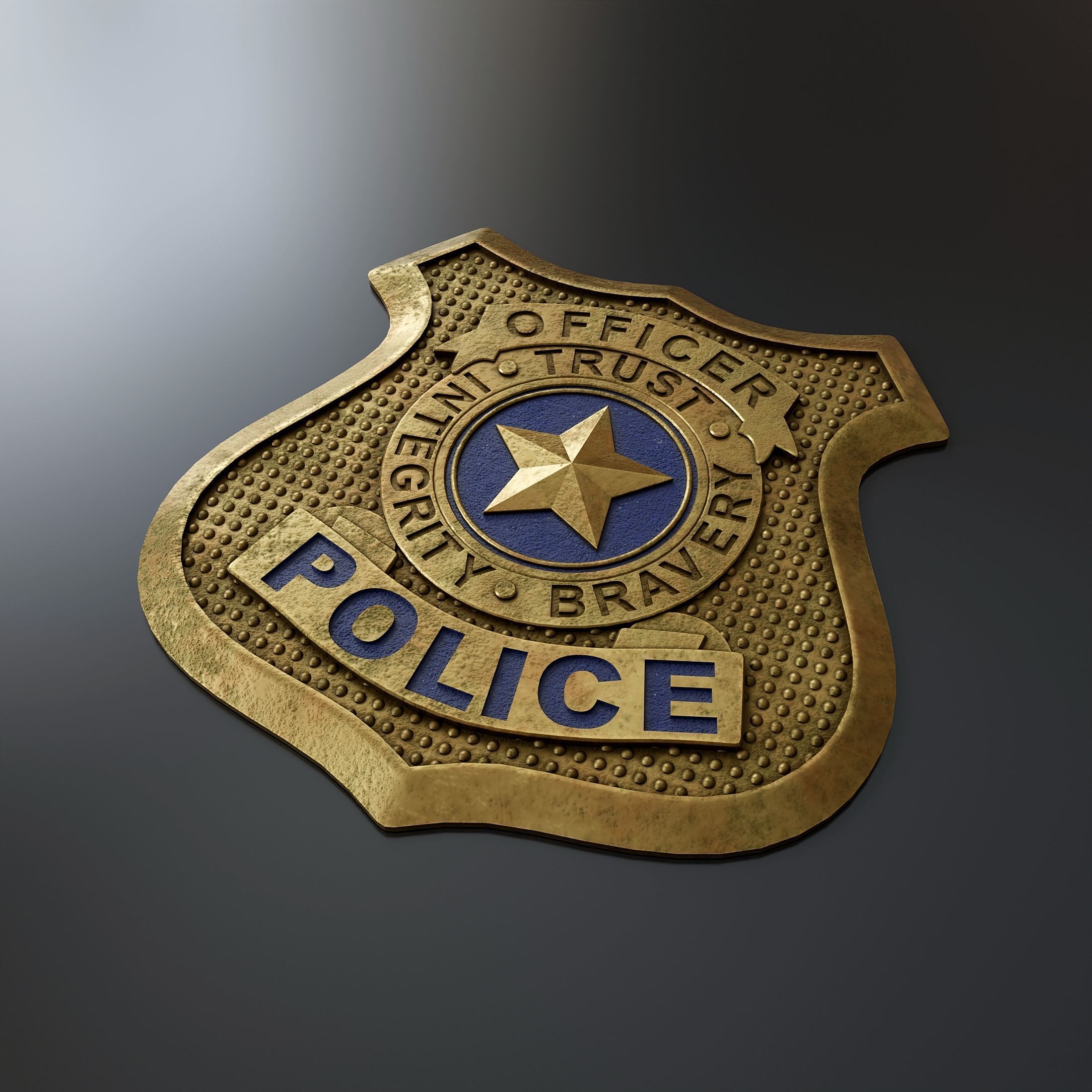 Police officer badge 4 3D model_2