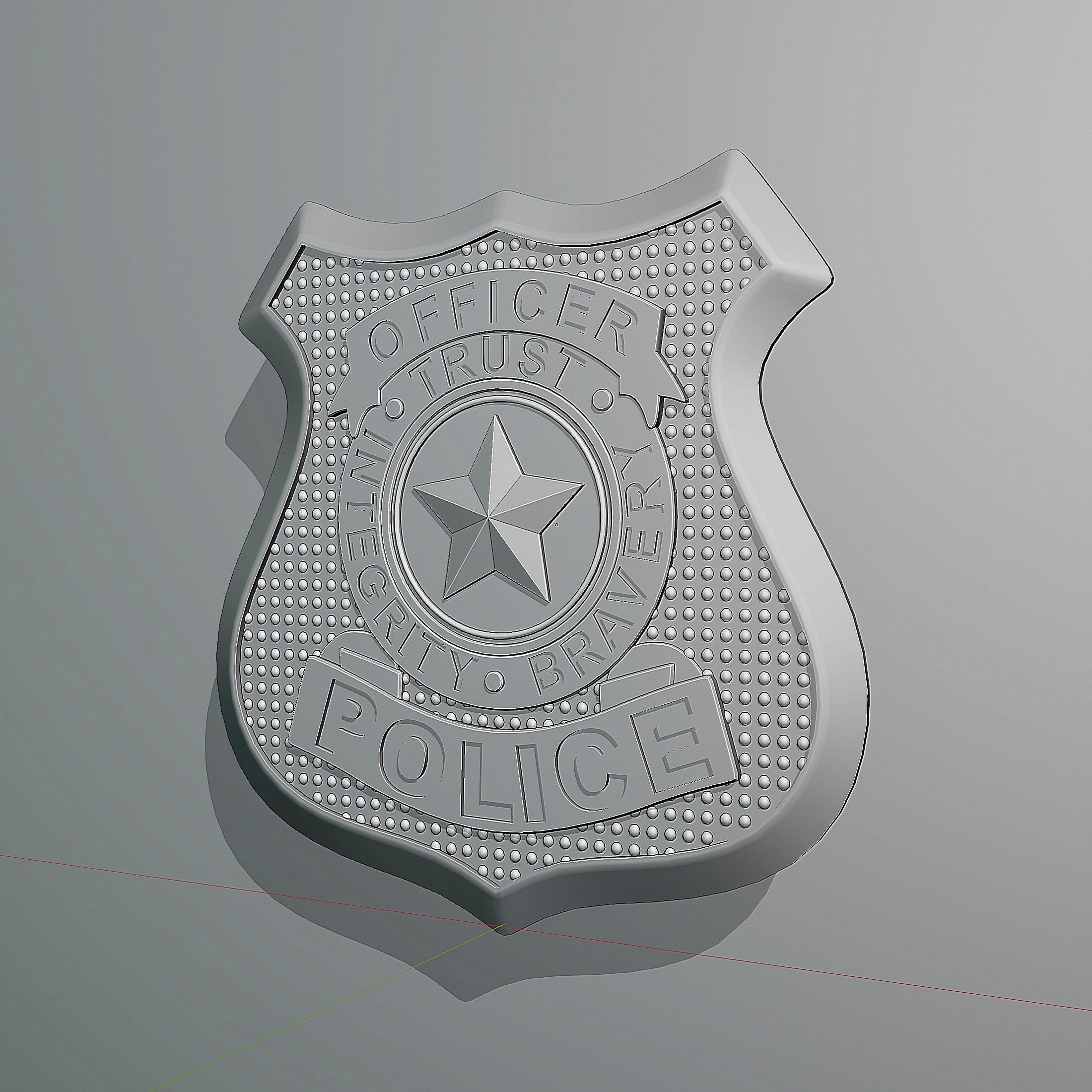 Police officer badge 4 3D model_3