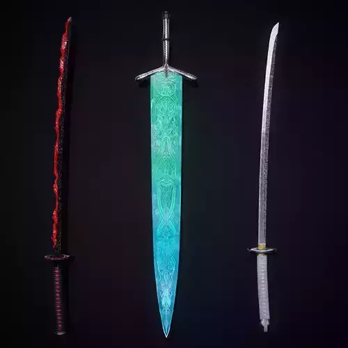 Weapons Based on SoulsBorne Series concept Low-poly 3D model