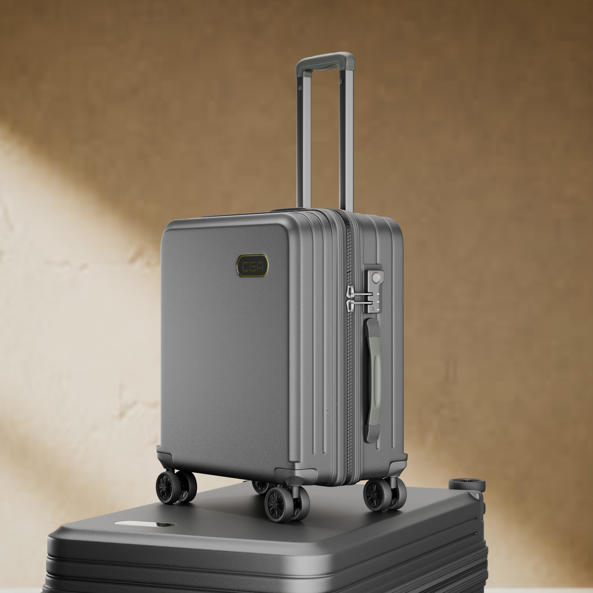 Trolley Suitcase Plastic  briefcase bag 3D model_8