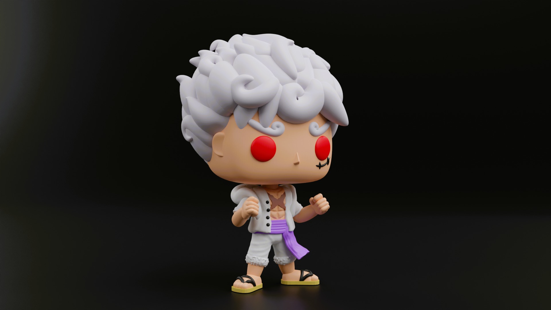 luffy gear five funko pop from the anime one piece 3D print model_4