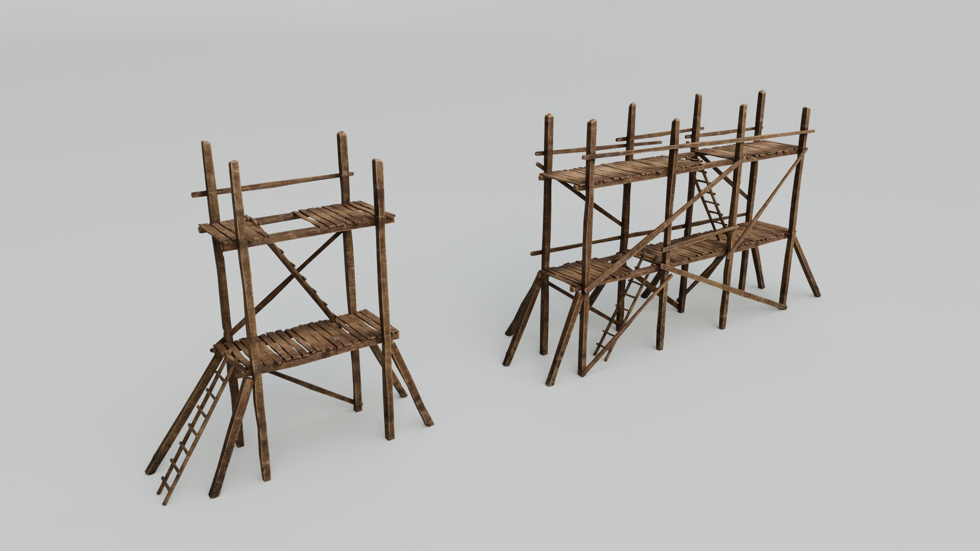 Medieval Wooden Scaffolding Low-poly 3D model_6