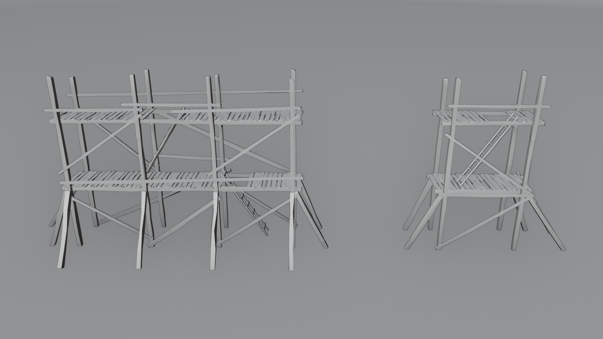Medieval Wooden Scaffolding Low-poly 3D model_3