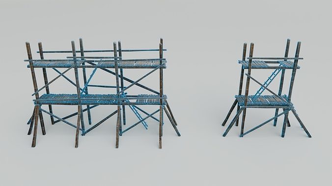 Medieval Wooden Scaffolding Low-poly 3D model 3