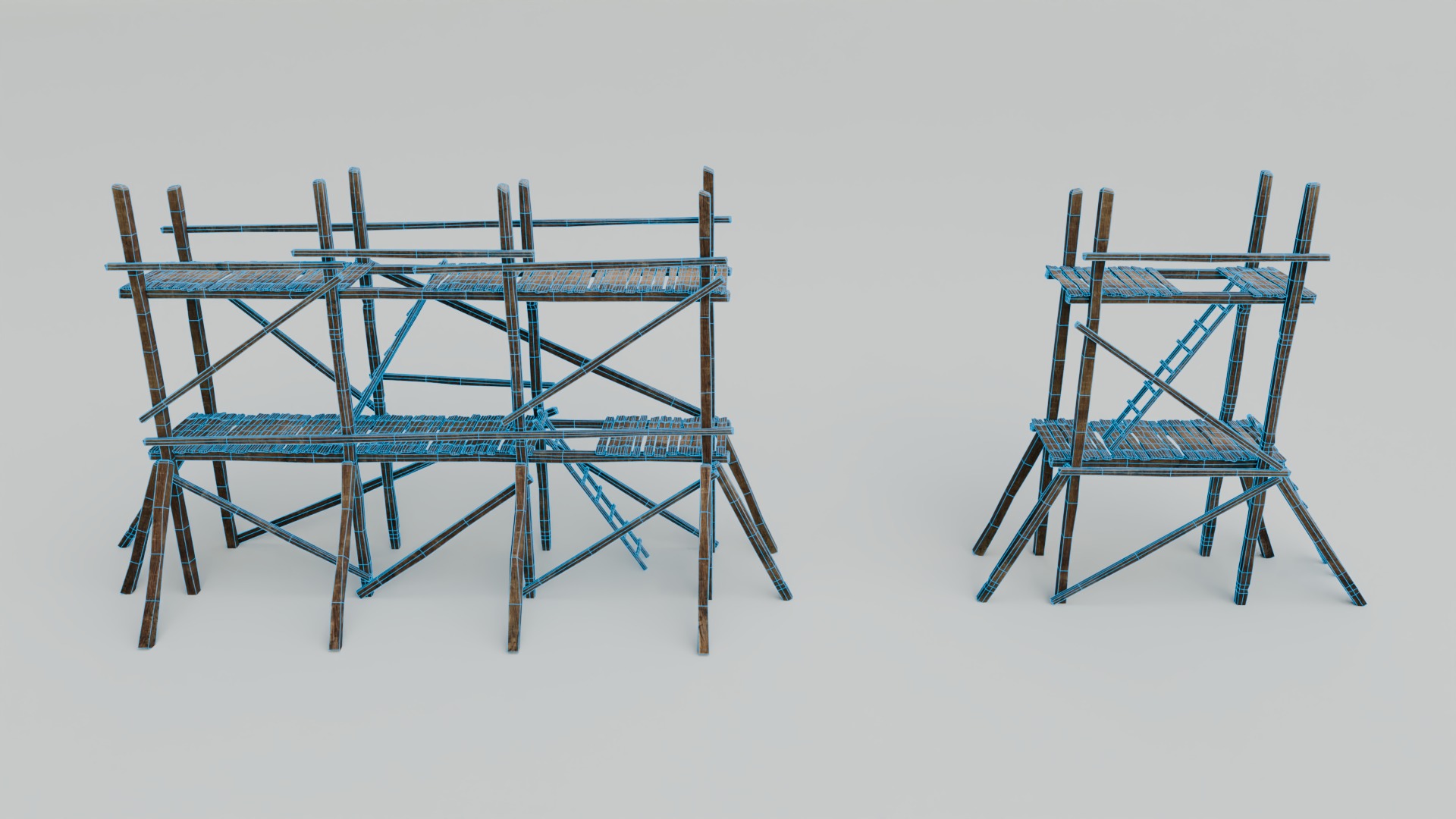 Medieval Wooden Scaffolding Low-poly 3D model_2